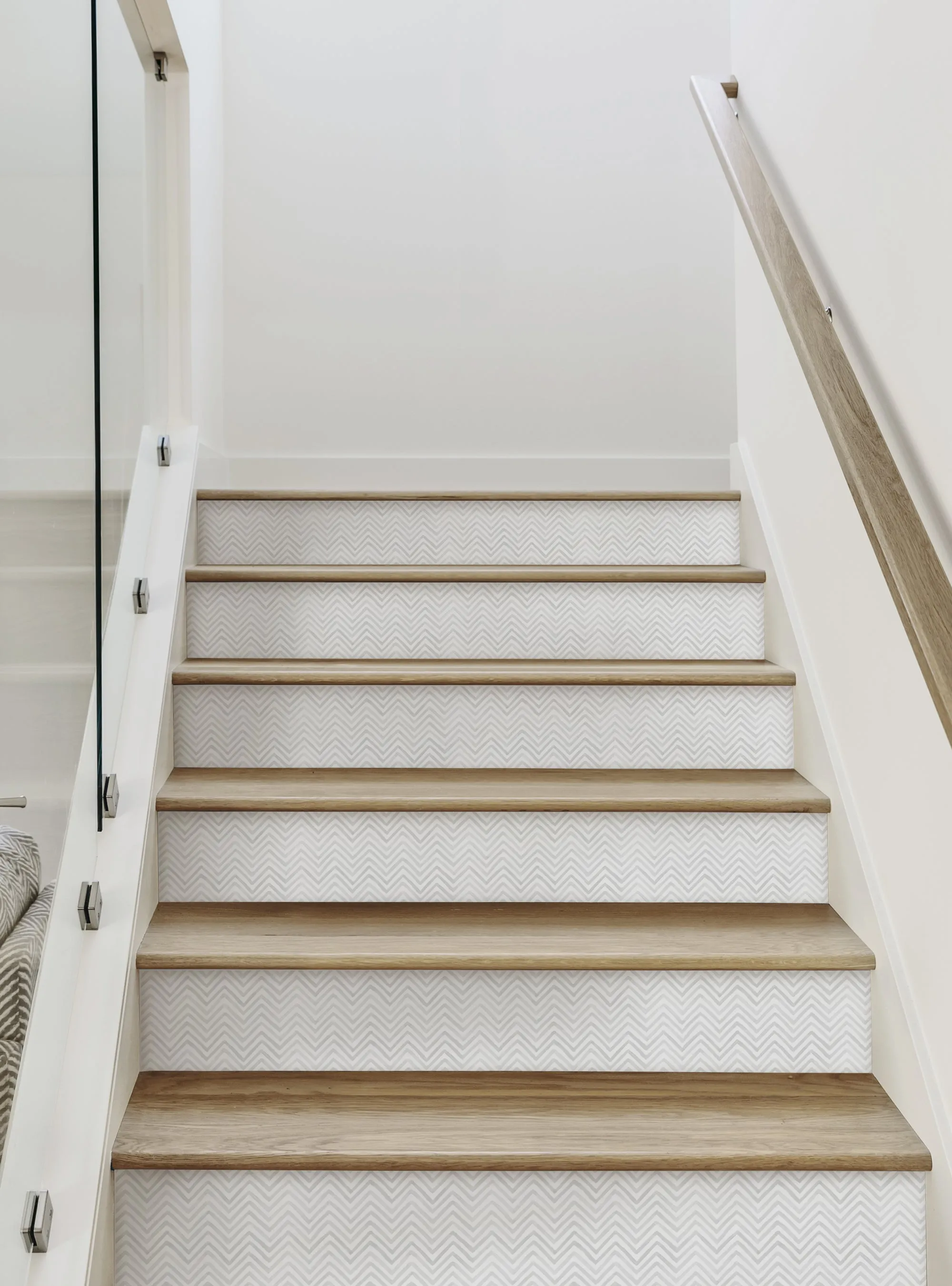 Watercolor Chevron Peel and Stick Stair Riser Strips