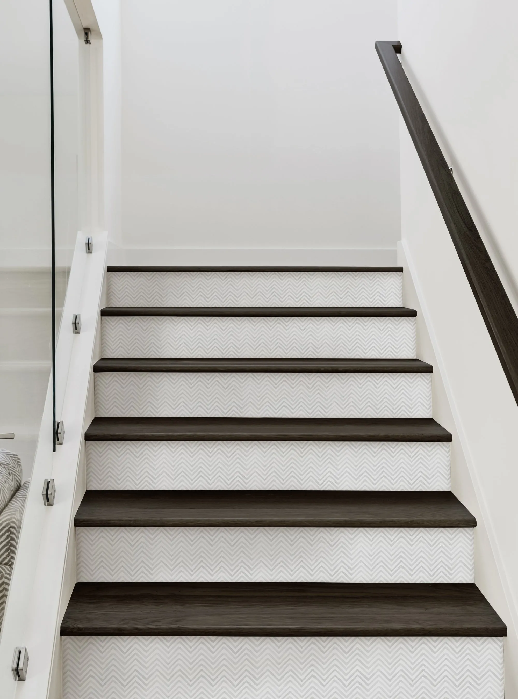 Watercolor Chevron Peel and Stick Stair Riser Strips