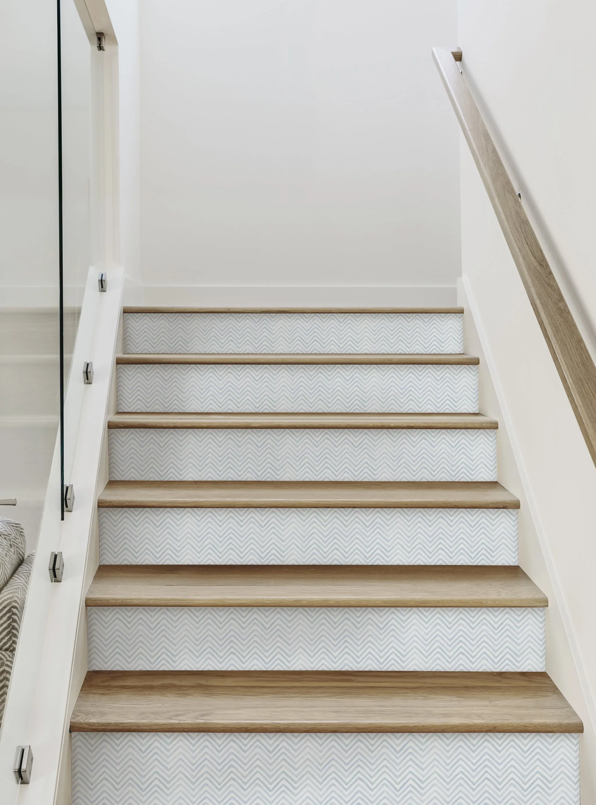 Watercolor Chevron Peel and Stick Stair Riser Strips