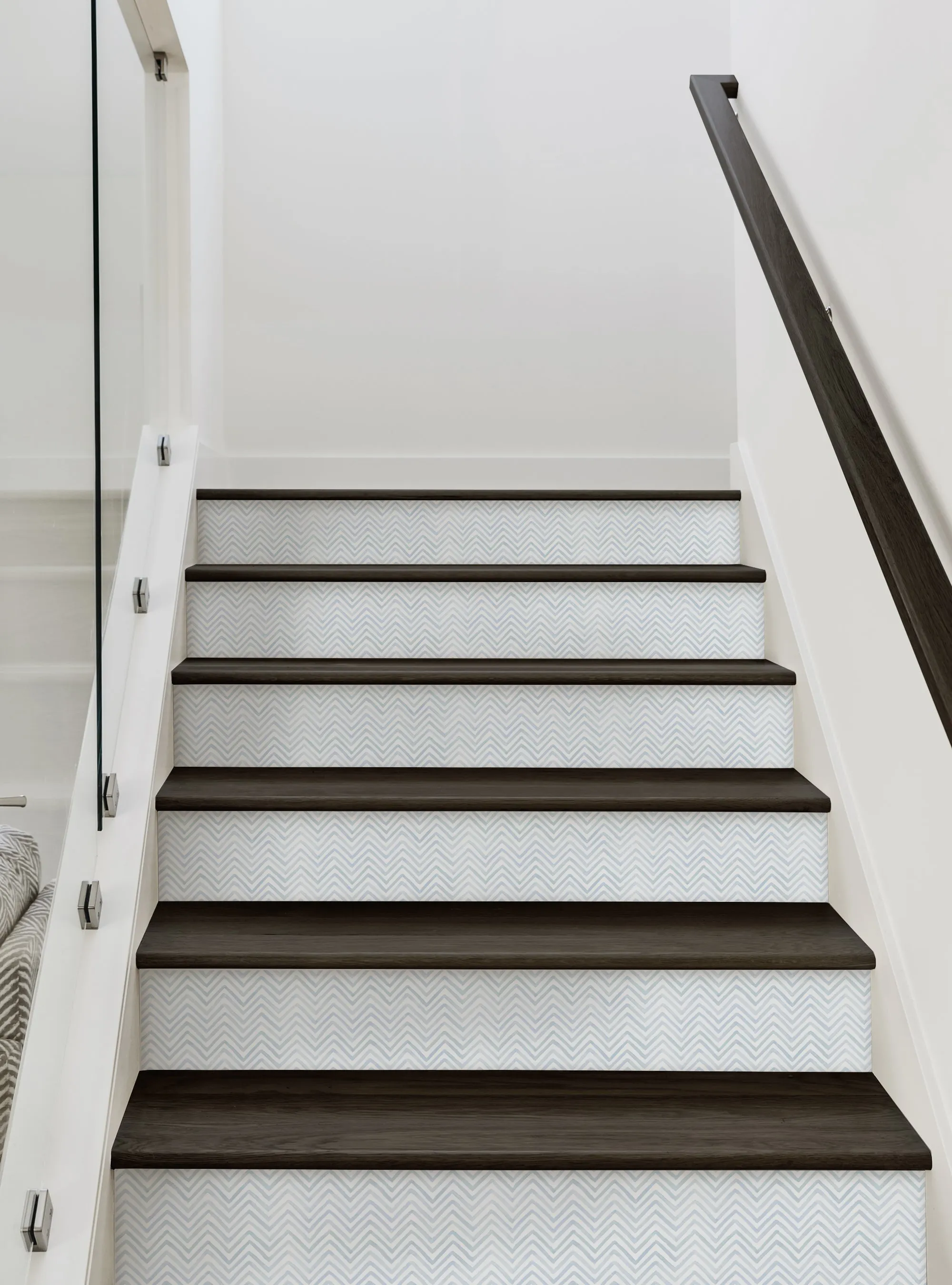 Watercolor Chevron Peel and Stick Stair Riser Strips