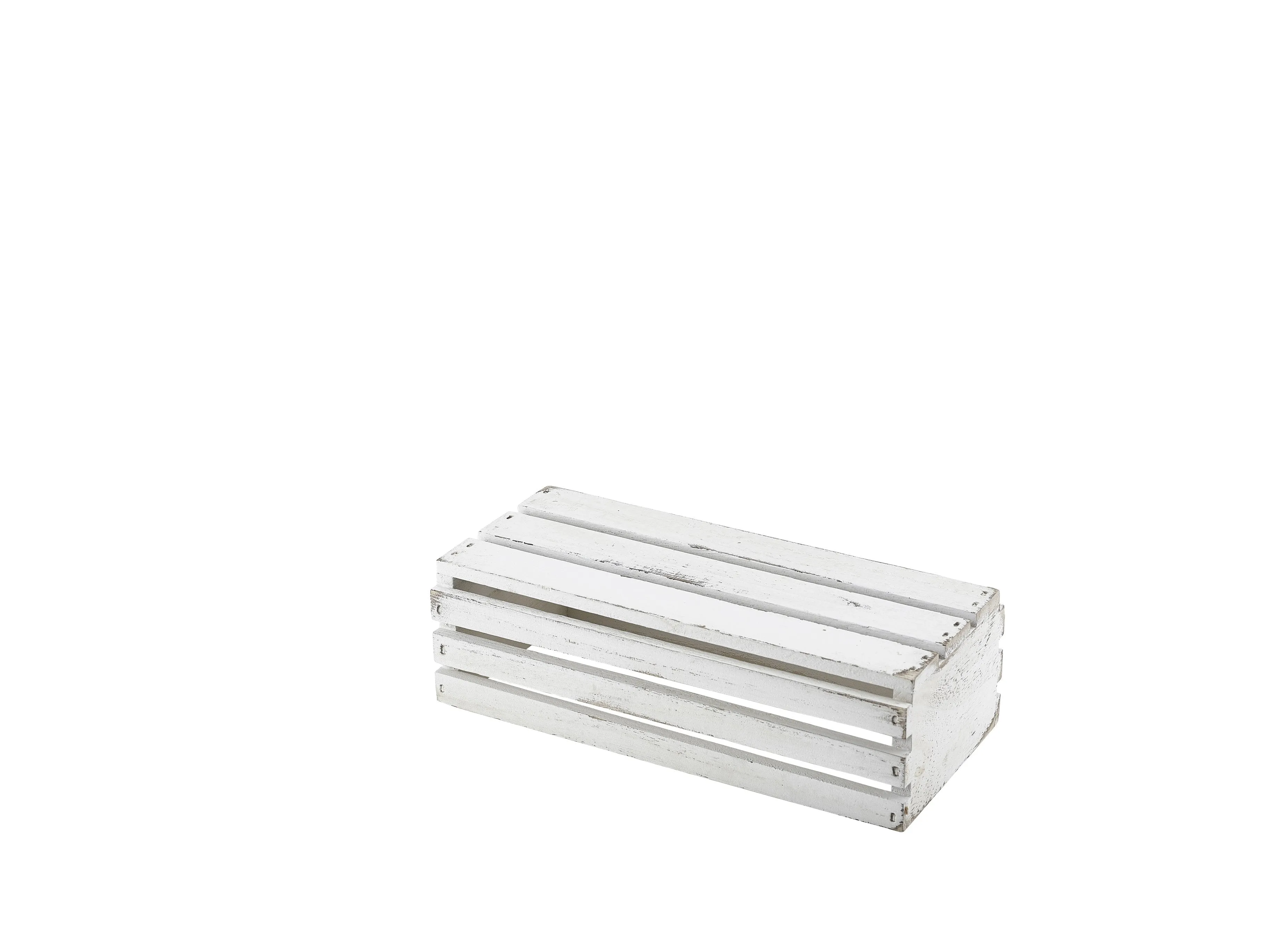 Wooden Crate White Wash Finish 25 x 12 x 7.5cm