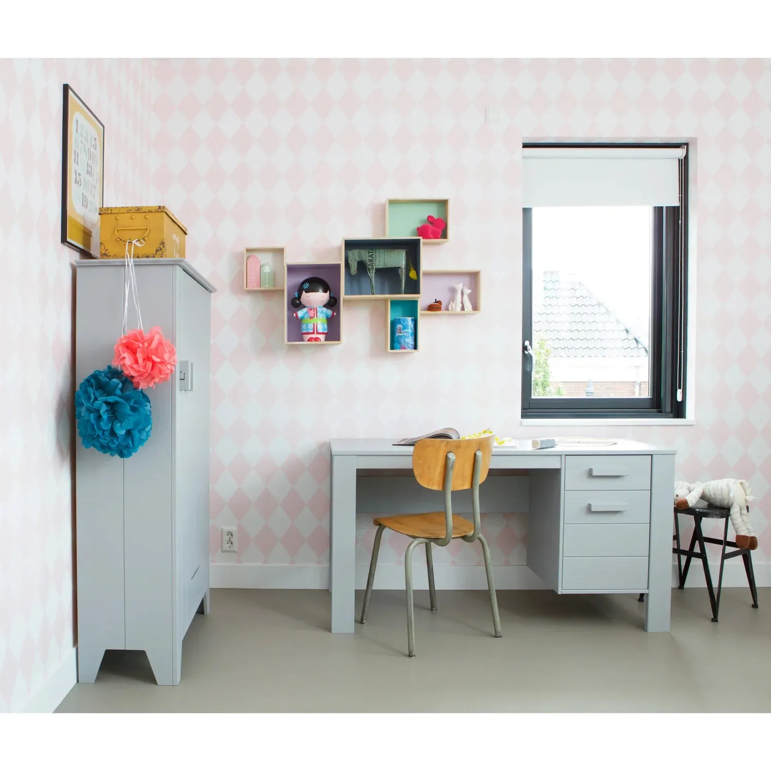 Woood Dennis Desk Concrete Grey
