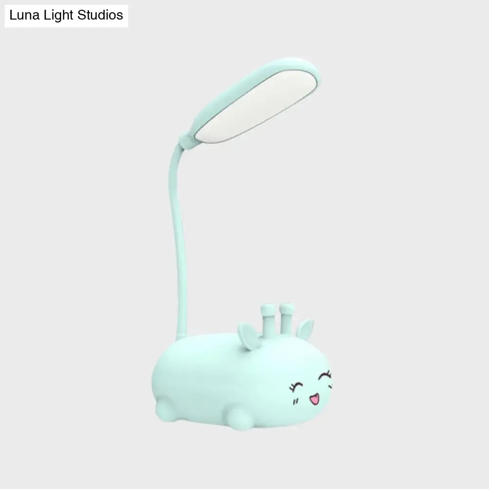 Zoey - Sika Cartoon Sika Deer Desk Lamp Plastic Kid Room LED Night Light with Flexible Arm in White/Pink/Blue