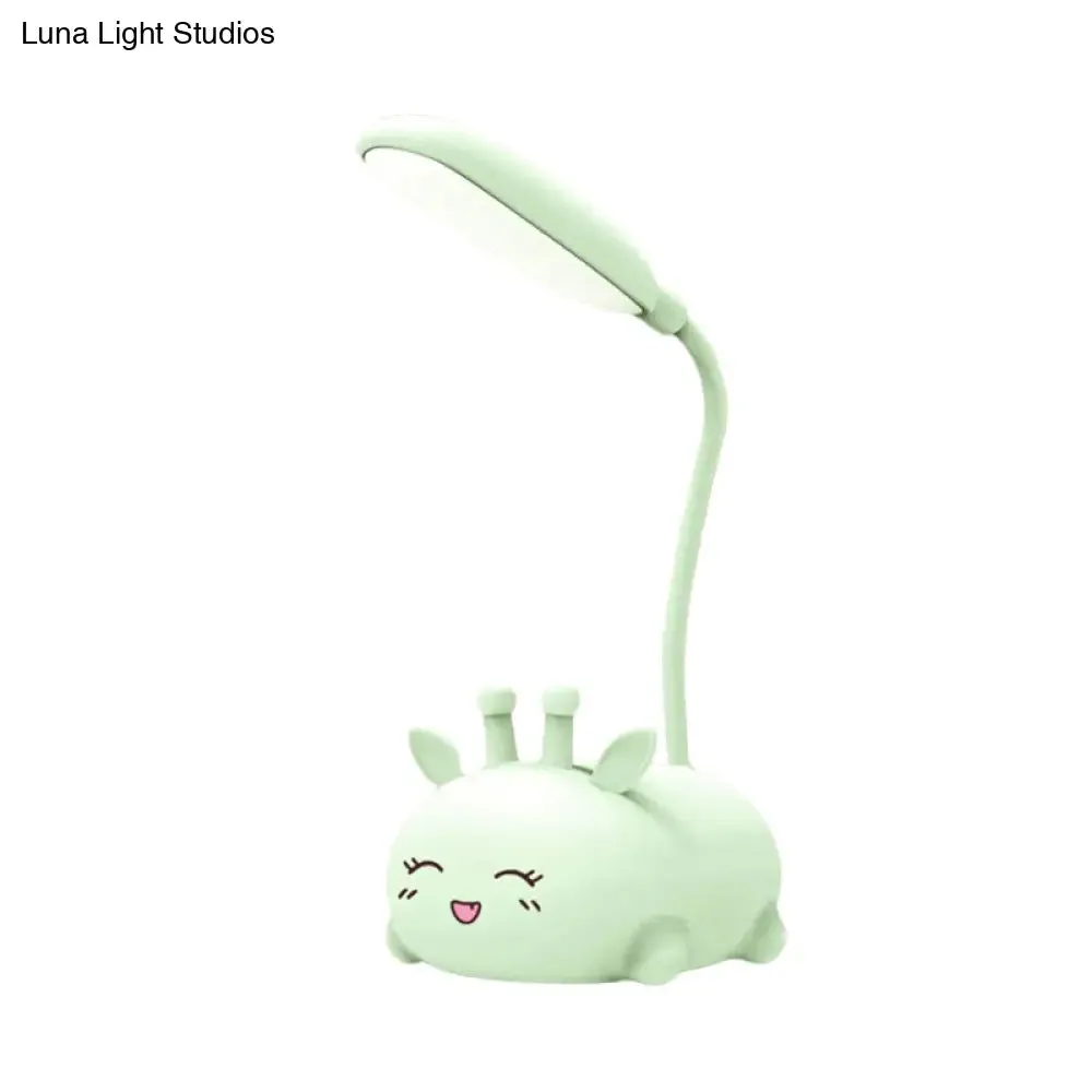 Zoey - Sika Cartoon Sika Deer Desk Lamp Plastic Kid Room LED Night Light with Flexible Arm in White/Pink/Blue