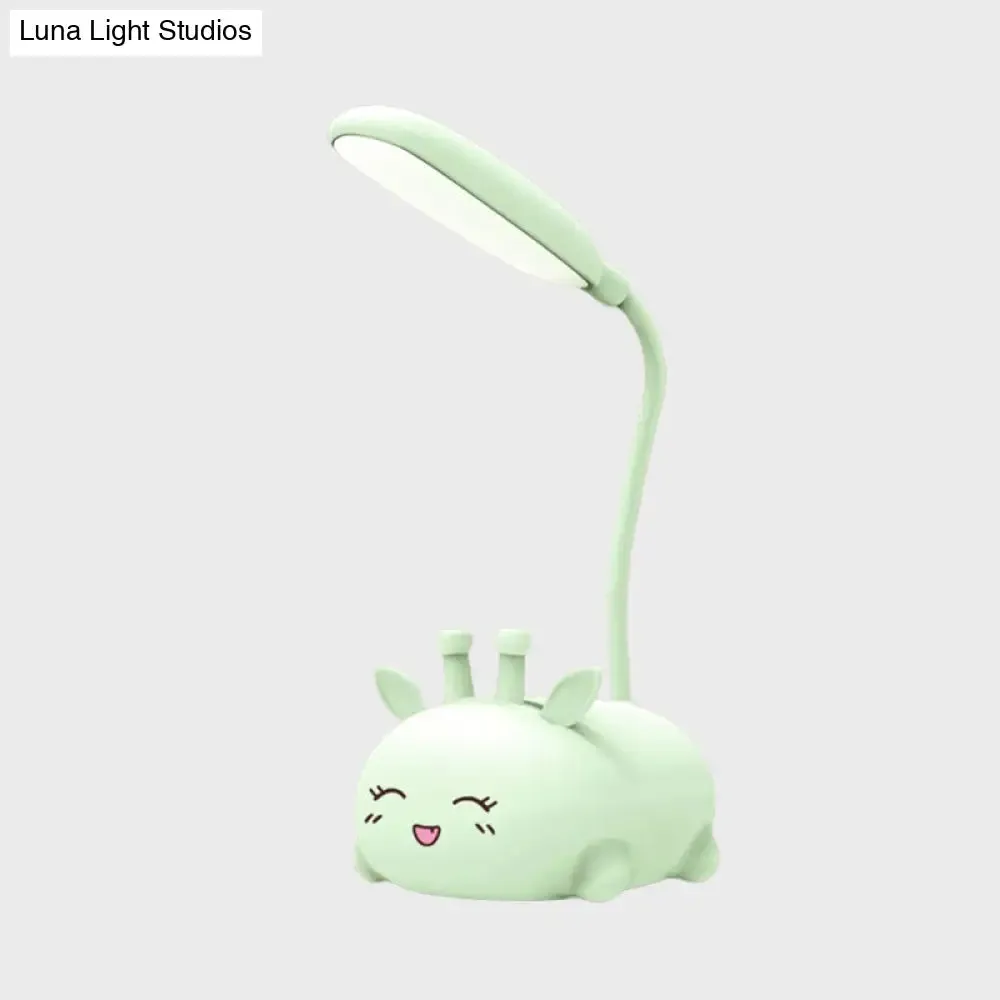 Zoey - Sika Cartoon Sika Deer Desk Lamp Plastic Kid Room LED Night Light with Flexible Arm in White/Pink/Blue