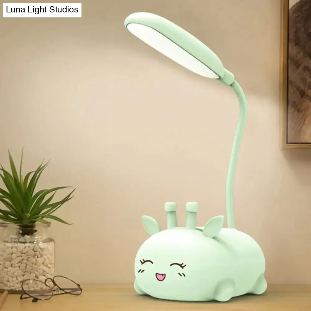 Zoey - Sika Cartoon Sika Deer Desk Lamp Plastic Kid Room LED Night Light with Flexible Arm in White/Pink/Blue
