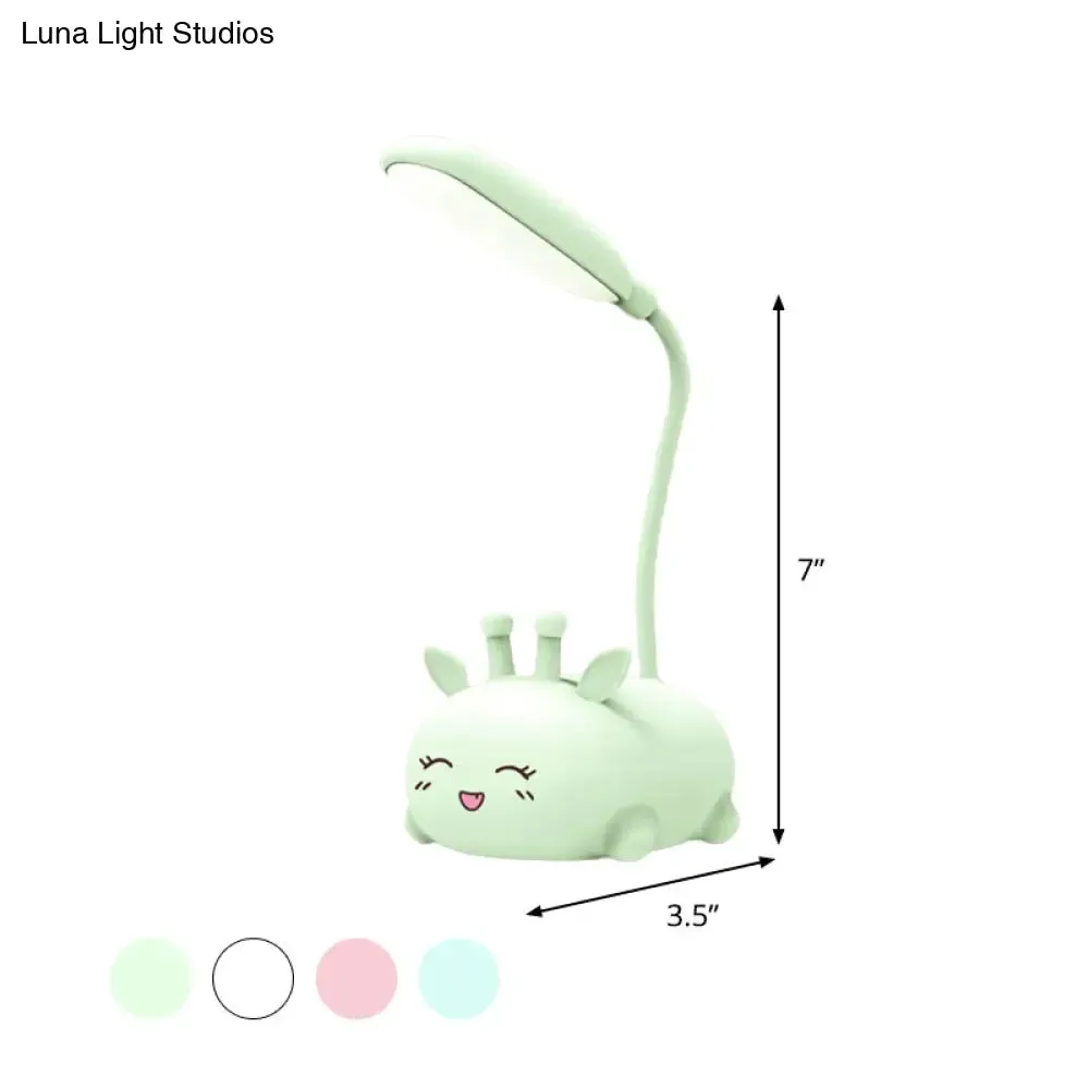 Zoey - Sika Cartoon Sika Deer Desk Lamp Plastic Kid Room LED Night Light with Flexible Arm in White/Pink/Blue