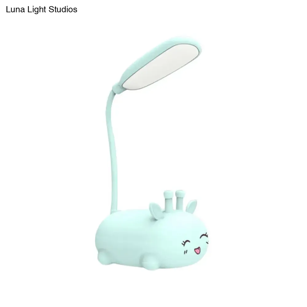 Zoey - Sika Cartoon Sika Deer Desk Lamp Plastic Kid Room LED Night Light with Flexible Arm in White/Pink/Blue