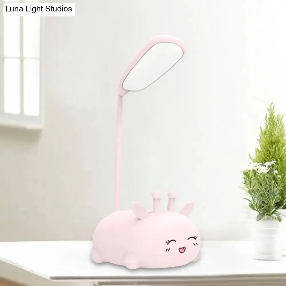 Zoey - Sika Cartoon Sika Deer Desk Lamp Plastic Kid Room LED Night Light with Flexible Arm in White/Pink/Blue