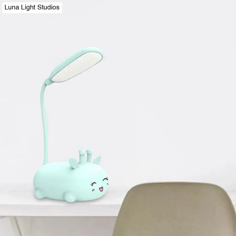 Zoey - Sika Cartoon Sika Deer Desk Lamp Plastic Kid Room LED Night Light with Flexible Arm in White/Pink/Blue