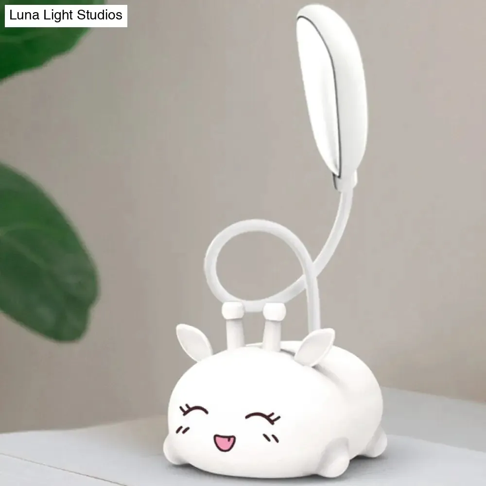 Zoey - Sika Cartoon Sika Deer Desk Lamp Plastic Kid Room LED Night Light with Flexible Arm in White/Pink/Blue