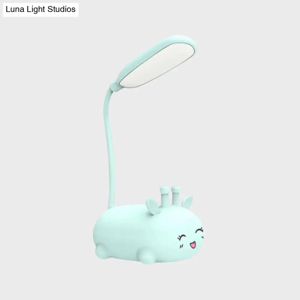Zoey - Sika Cartoon Sika Deer Desk Lamp Plastic Kid Room LED Night Light with Flexible Arm in White/Pink/Blue