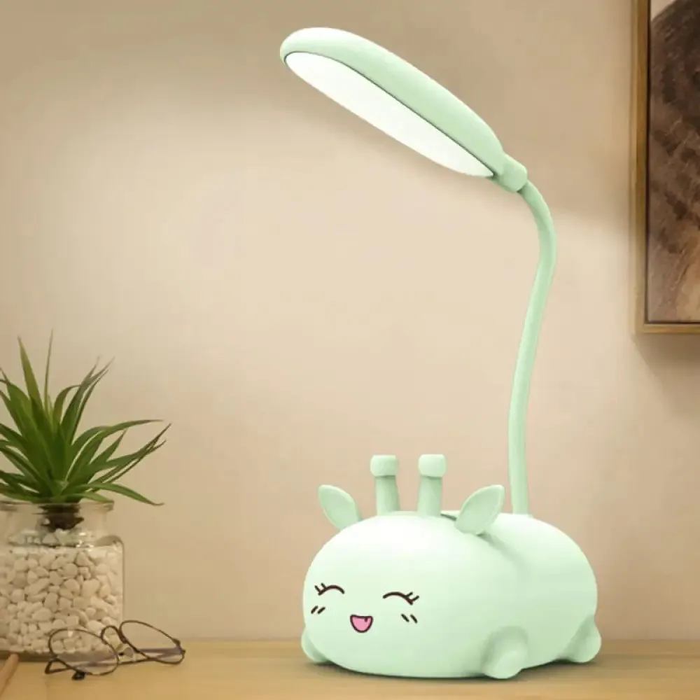 Zoey - Sika Cartoon Sika Deer Desk Lamp Plastic Kid Room LED Night Light with Flexible Arm in White/Pink/Blue
