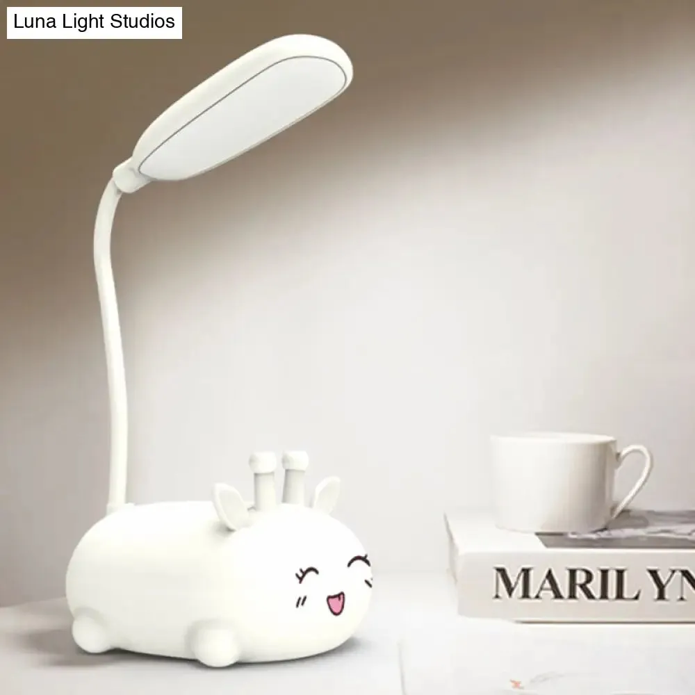 Zoey - Sika Cartoon Sika Deer Desk Lamp Plastic Kid Room LED Night Light with Flexible Arm in White/Pink/Blue