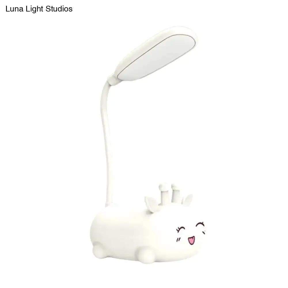 Zoey - Sika Cartoon Sika Deer Desk Lamp Plastic Kid Room LED Night Light with Flexible Arm in White/Pink/Blue